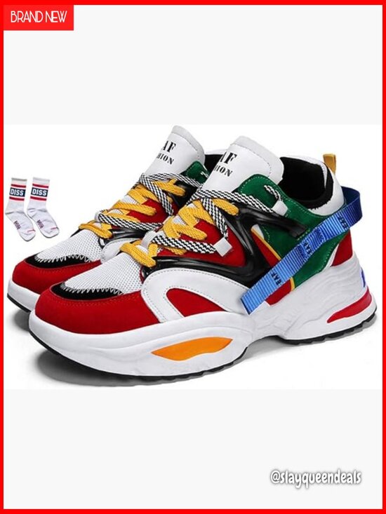 Shoes - Retro Color Block Sneakers, Athletic Shoes for Walking Running Casual Wear
